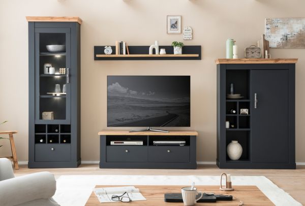 Kommode Ribera in grau und Wotan Eiche Landhaus Wohn- und Esszimmer Highboard 107 x 146 cm