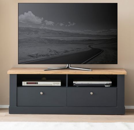 TV-Lowboard Ribera Grau und Wotan Eiche Landhaus 135 x 51 cm, Soft-Close