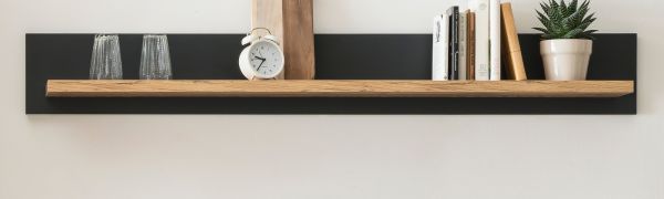 Wandboard Ribera in grau und Wotan Eiche Landhaus Wandregal 150 x 20 cm