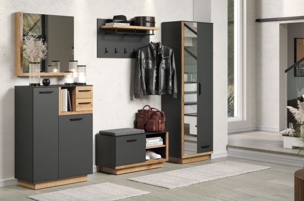 Flurkommode Synnax in grau und Evoke Eiche Flur Diele Kommode 80 x 113 cm