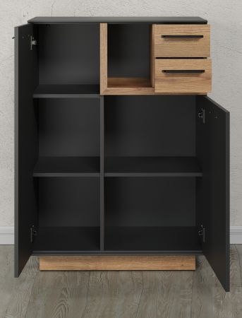 Flurkommode Synnax in grau und Evoke Eiche Flur Diele Kommode 80 x 113 cm