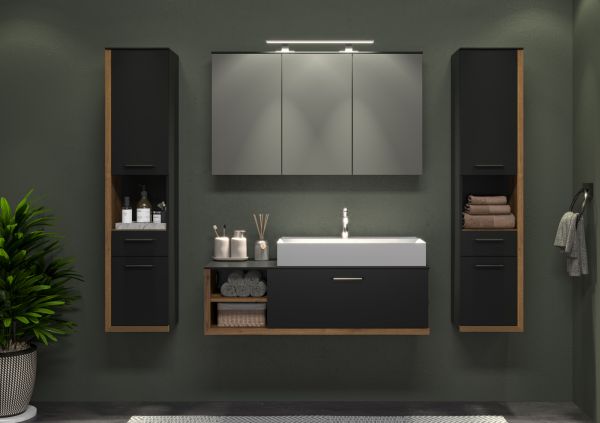 Badezimmer Spiegelschrank Synnax in grau Badschrank 3-t�rig 120 cm