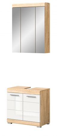 Badm�bel Set 2-teilig Mambo in wei� Hochglanz und Sonoma Eiche Badkombination 60 x 191 cm