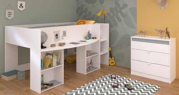 Parisot Kinder- und Jugendzimmer Pirouette16 in wei�, Set mit Hochbett und Kommode