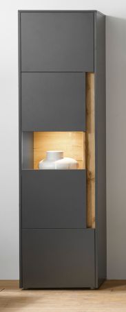 Aktenschrank Center in grau matt und Wotan Eiche Vitrine f�r Homeoffice und B�ro 50 x 200 cm