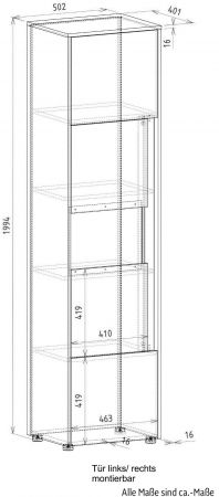Aktenschrank Center in grau matt und Wotan Eiche Vitrine f�r Homeoffice und B�ro 50 x 200 cm