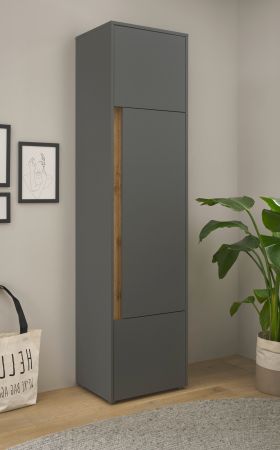 Aktenschrank Center in grau matt und Wotan Eiche Stauraumschrank f�r Homeoffice und B�ro 50 x 200 cm