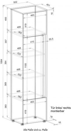 Aktenschrank Center in grau matt und Wotan Eiche Stauraumschrank f�r Homeoffice und B�ro 50 x 200 cm