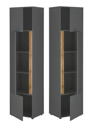 Aktenschrank Center in grau matt und Wotan Eiche Stauraumschrank f�r Homeoffice und B�ro 50 x 200 cm