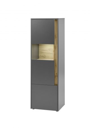 Aktenschrank Center in grau matt und Wotan Eiche Vitrine f�r Homeoffice und B�ro 50 x 158 cm
