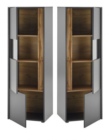 Aktenschrank Center in grau matt und Wotan Eiche Vitrine f�r Homeoffice und B�ro 50 x 158 cm