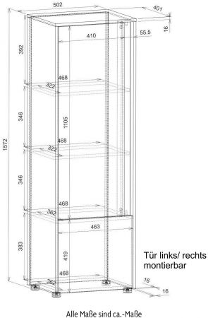 Aktenschrank Center in grau matt und Wotan Eiche Stauraumschrank f�r Homeoffice und B�ro 50 x 158 cm