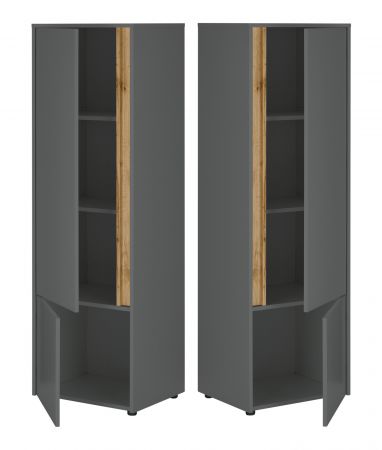 Aktenschrank Center in grau matt und Wotan Eiche Stauraumschrank f�r Homeoffice und B�ro 50 x 158 cm