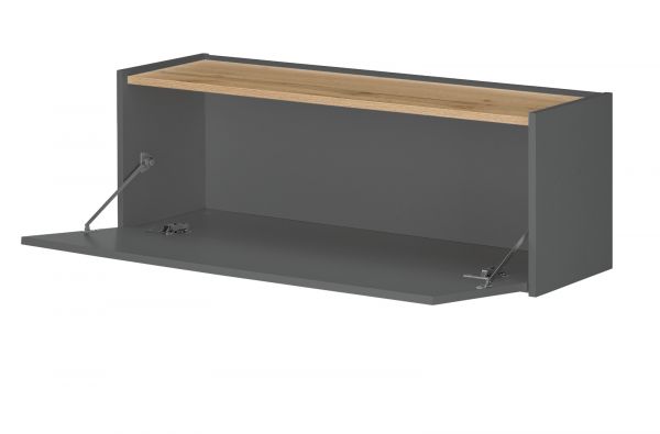 H�ngeschrank Center in grau matt und Wotan Eiche B�roschrank h�ngend f�r Homeoffice 100 cm