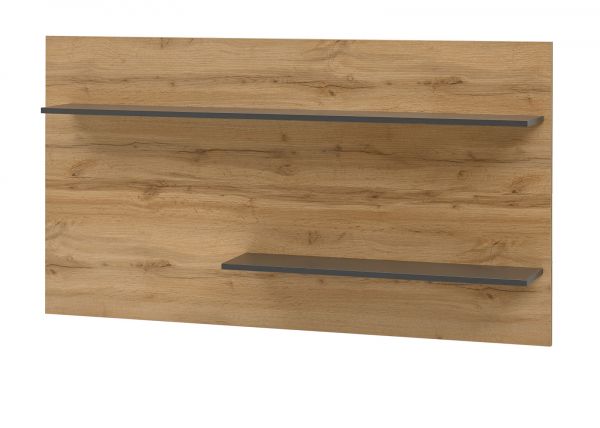 Wandregal Center in Wotan Eiche und grau matt Wandpaneel f�r Homeoffice und B�ro 155 x 80 cm
