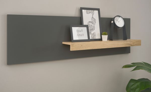 B�roregal Center in grau matt und Wotan Eiche Wandregal f�r Homeoffice und B�ro 140 cm