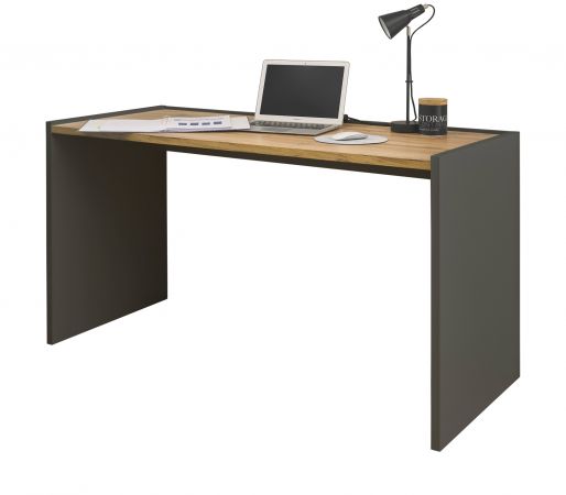 Schreibtisch Center in grau matt und Wotan Eiche Laptoptisch f�r Homeoffice und B�ro 143 x 62 cm