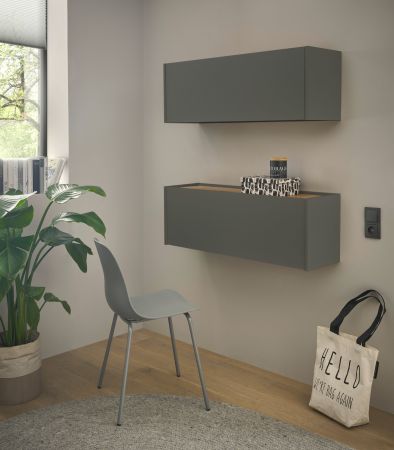 B�rom�bel Set Center in grau matt und Wotan Eiche B�roschrank und Sekret�r h�ngend f�r Homeoffice 100 cm