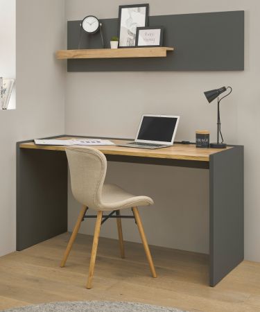 B�rom�bel Set Center in grau matt und Wotan Eiche mit Schreibtisch und Regal f�r Homeoffice