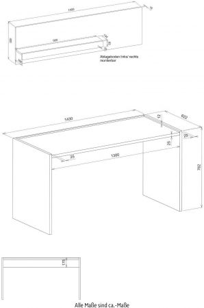 B�rom�bel Set Center in grau matt und Wotan Eiche mit Schreibtisch und Regal f�r Homeoffice