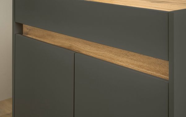 B�rom�bel komplett Set Center in grau matt und Wotan Eiche mit Schreibtisch, Kommode und Aktenschrank f�r Homeoffice
