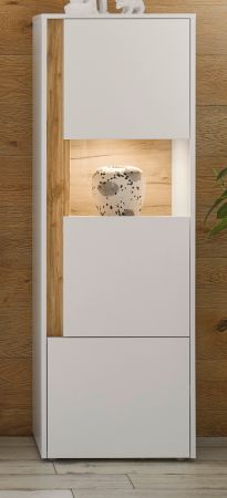 Aktenschrank Center in wei� und Wotan Eiche Vitrine f�r Homeoffice und B�ro 50 x 158 cm