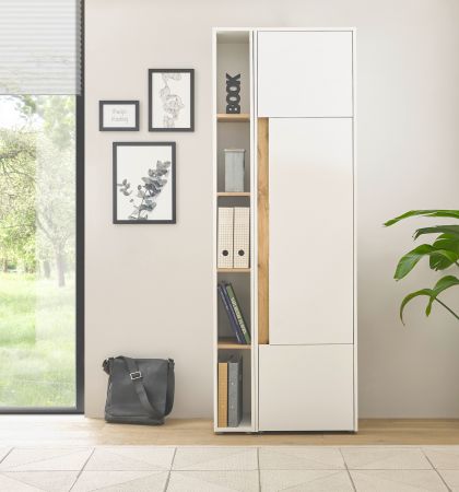 Aktenregal Center in wei� und Wotan Eiche Standregal f�r Homeoffice und B�ro 20 x 200 cm