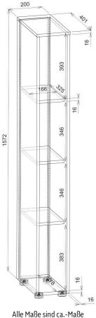 Aktenregal Center in wei� und Wotan Eiche Standregal f�r Homeoffice und B�ro 20 x 158 cm