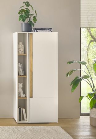 Aktenregal Center in wei� und Wotan Eiche Standregal f�r Homeoffice und B�ro 20 x 158 cm