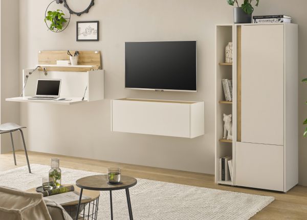 Aktenregal Center in wei� und Wotan Eiche Standregal f�r Homeoffice und B�ro 20 x 158 cm