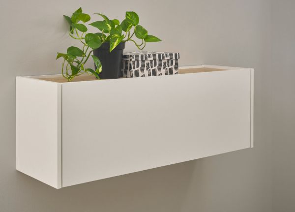 H�ngeschrank Center in wei� und Wotan Eiche B�roschrank h�ngend f�r Homeoffice 100 cm