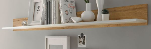 B�roregal Center in Wotan Eiche und wei� Wandregal f�r Homeoffice und B�ro 170 cm