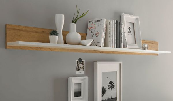 B�roregal Center in Wotan Eiche und wei� Wandregal f�r Homeoffice und B�ro 170 cm