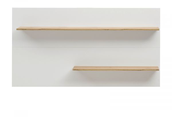 Wandregal Center in wei� und Wotan Eiche Wandpaneel f�r Homeoffice und B�ro 155 x 80 cm