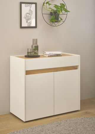 B�ro Kommode Center in wei� und Wotan Eiche B�roschrank f�r Homeoffice und B�ro 80 x 70 cm
