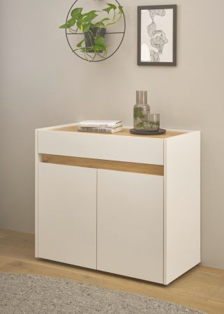 B�ro Kommode Center in wei� und Wotan Eiche B�roschrank f�r Homeoffice und B�ro 80 x 70 cm