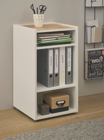 Aktenregal Center in wei� und Wotan Eiche Standregal f�r Homeoffice und B�ro 40 x 70 cm