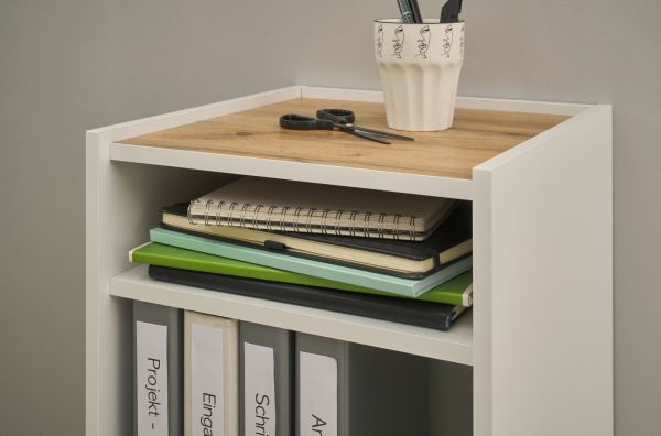 Aktenregal Center in wei� und Wotan Eiche Standregal f�r Homeoffice und B�ro 40 x 70 cm