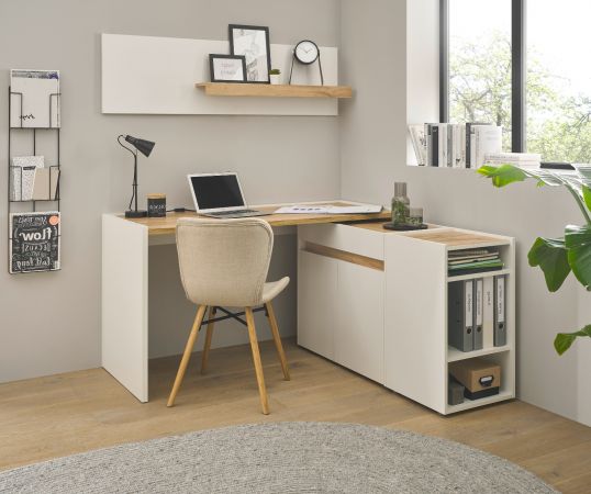 Aktenregal Center in wei� und Wotan Eiche Standregal f�r Homeoffice und B�ro 40 x 70 cm