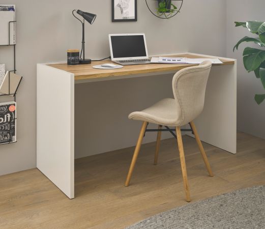 Schreibtisch Center in wei� und Wotan Eiche Laptoptisch f�r Homeoffice und B�ro 143 x 62 cm