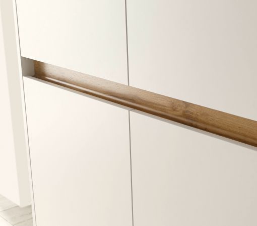 Wohnwand mit Sekret�r Center in wei� und Wotan Eiche Wohnkombination 3-teilig 370 cm