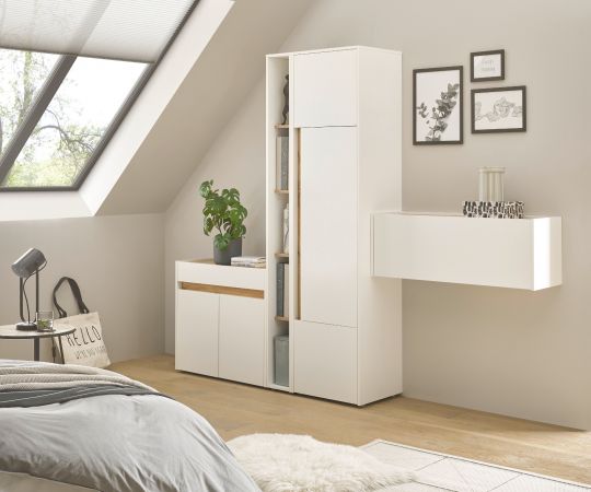 B�rom�bel komplett Set Center in wei� und Wotan Eiche mit Aktenschrank, Sekret�r und Kommode f�r Homeoffice