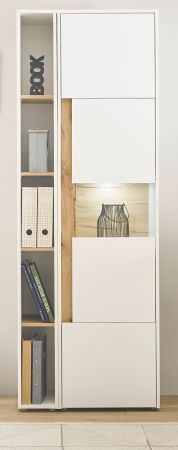 Aktenschrank Set Center in wei� und Wotan Eiche Vitrine und Regal f�r Homeoffice 70 x 200 cm