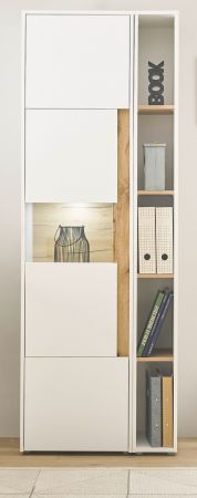 Aktenschrank Set Center in wei� und Wotan Eiche Vitrine und Regal f�r Homeoffice 70 x 200 cm