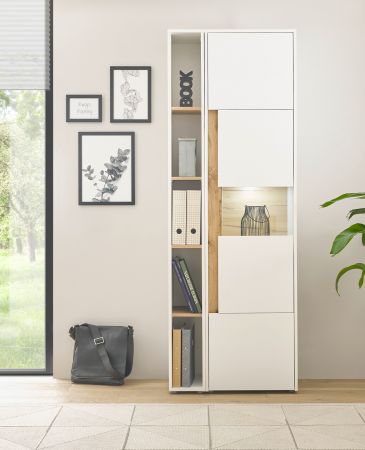 Aktenschrank Set Center in wei� und Wotan Eiche Vitrine und Regal f�r Homeoffice 70 x 200 cm