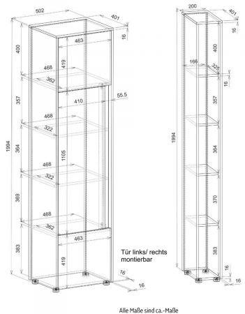 Aktenschrank Set Center in wei� und Wotan Eiche Stauraumschrank und Regal f�r Homeoffice 70 x 200 cm