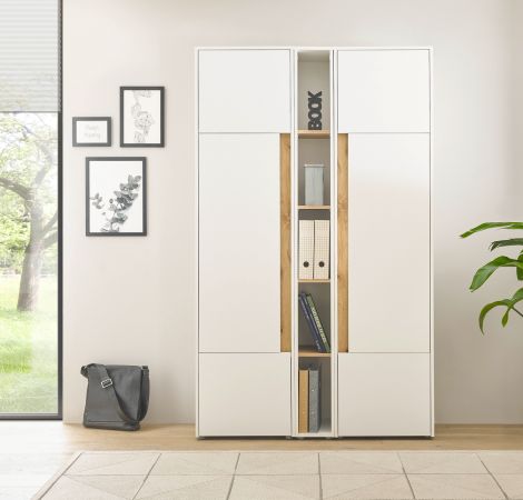 Aktenschrank Set Center Wei� mit Wotan Eiche, Set 2x Schrank und Regal 120 x 200 cm