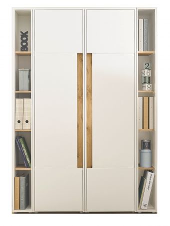 Aktenschrank Set Center in wei� und Wotan Eiche 2 x Stauraumschrank und 2 x Regal f�r Homeoffice 140 x 200 cm