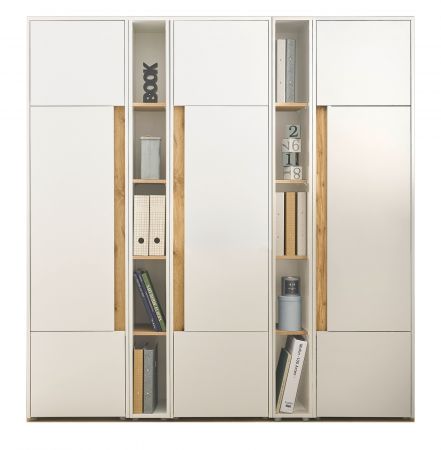Aktenschrank Set Center in wei� und Wotan Eiche 3 x Stauraumschrank und 2 x Regal f�r Homeoffice 190 x 200 cm