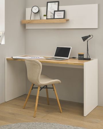 B�rom�bel Set Center in wei� und Wotan Eiche mit Schreibtisch und Regal f�r Homeoffice